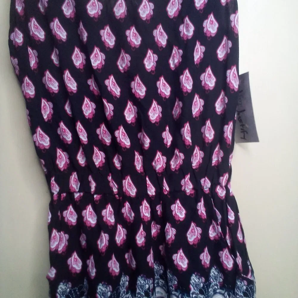J For Justify Romper Shorts XS Sleeveless Open Back Patterned